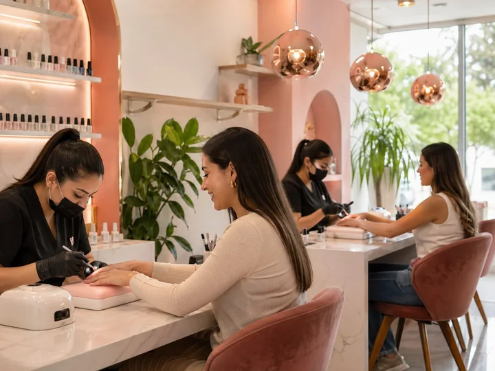 Set acrílico en Luna Nail Studio Demo